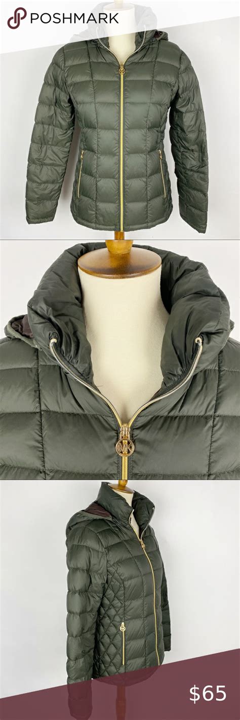 michael kors olive green puffer jacket|michael kors puffer coat 2x.